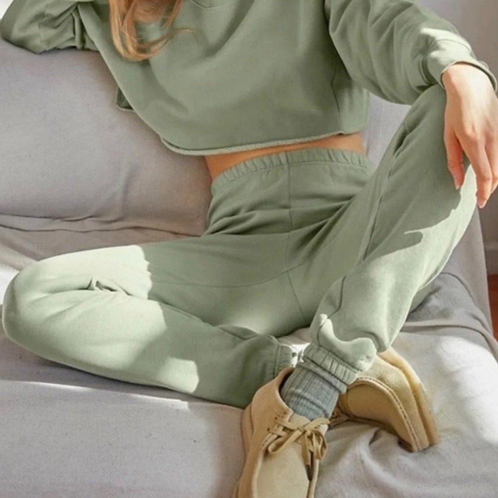 Aritzia TNA Cozy Fleece Boyfriend Sweatpant  Pull-On Joggers Sage Green 1X - Picture 7 of 11